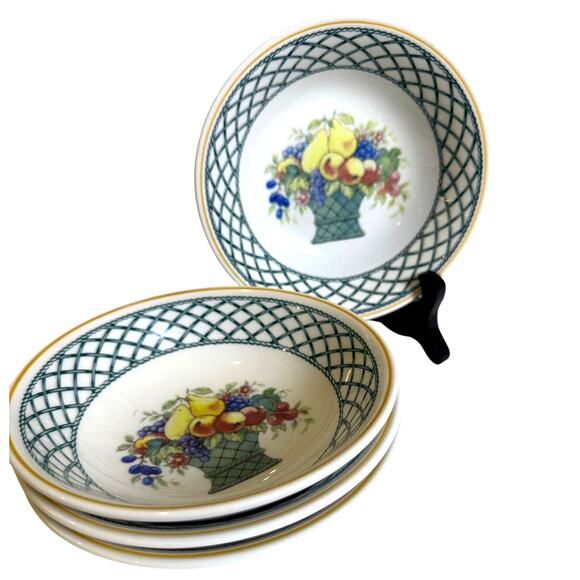 Villeroy & Boch 'Basket' anno 1785 Germany Vitro Porzellan 6" Cereal Bowl Set 4 - Picture 1 of 5